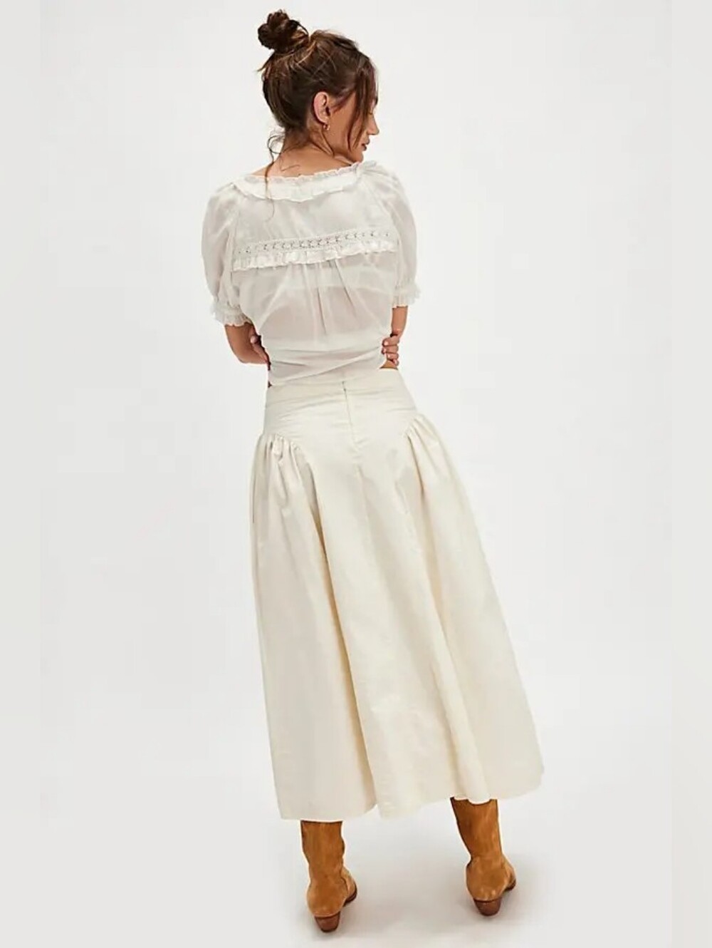 Free People Katia Midi A-Line Skirt in Cream, Size: US 6 - Picture 5 of 17